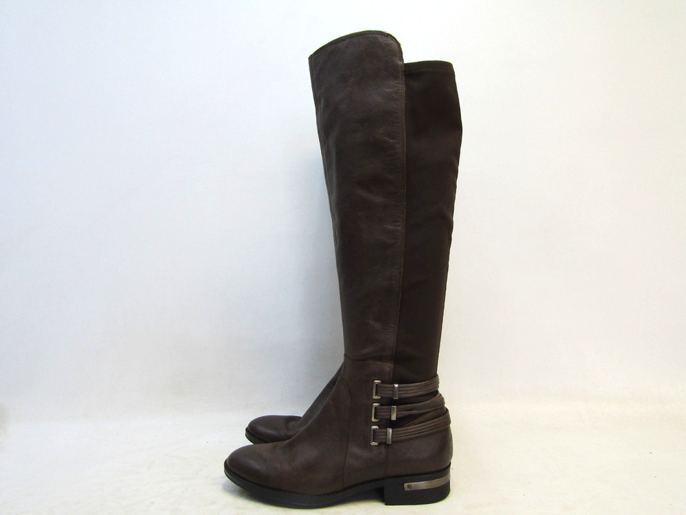 Vince Camuto Womens Sz 7.5 M Brown Leather Zip 18" Knee High Fashion Boots